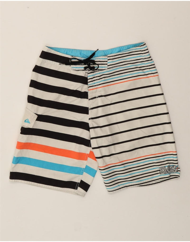 QUIKSILVER Mens Swimming Shorts Medium  White Striped
