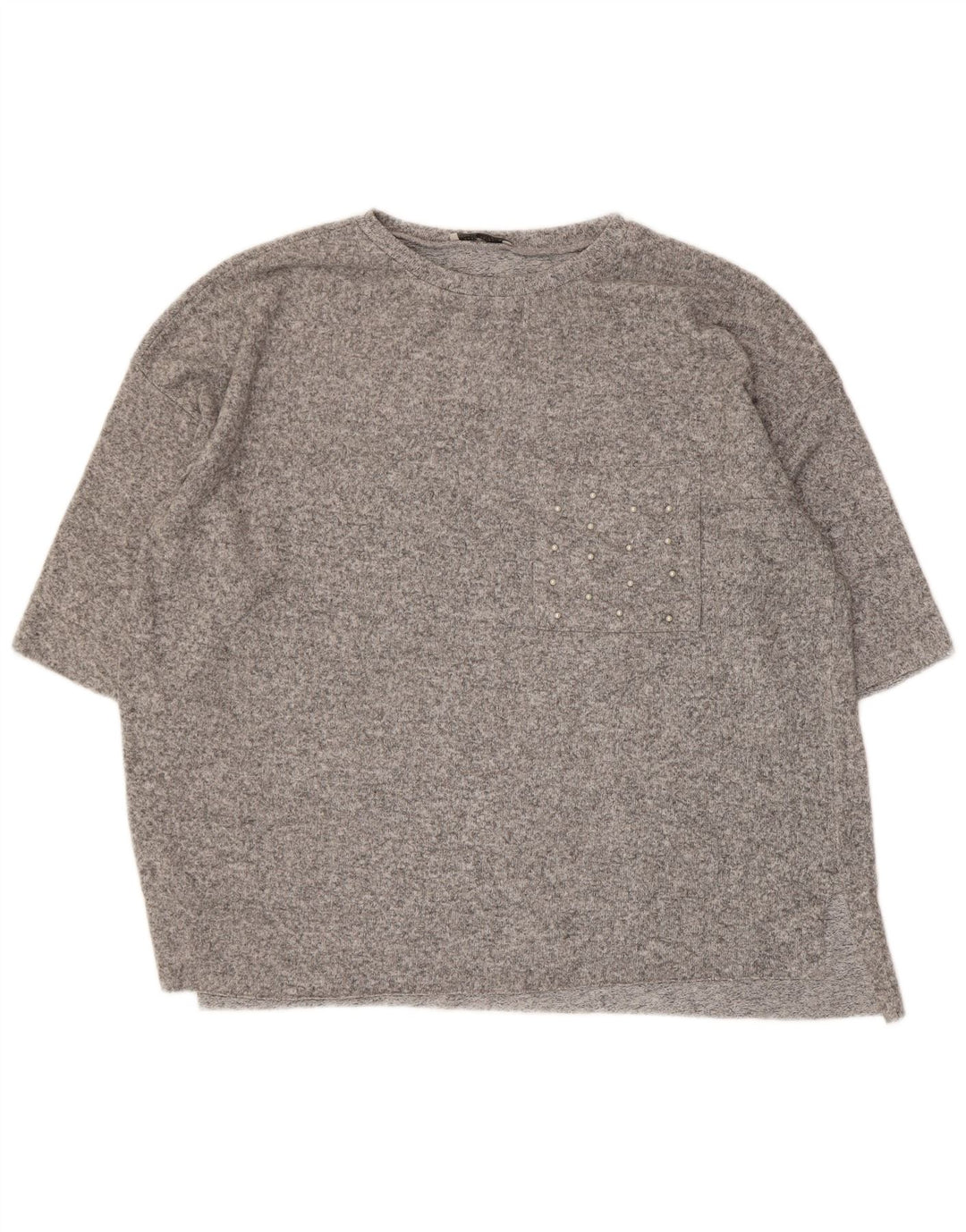 Zara Womens Oversized T-Shirt Top UK 10 Small Grey Flecked
