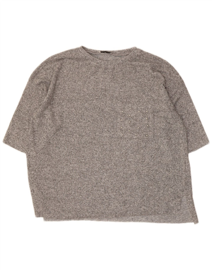Zara Womens Oversized T-Shirt Top UK 10 Small Grey Flecked