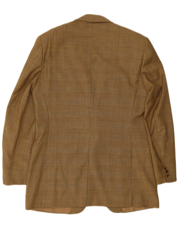 Gieves & Hawkes Mens 2 Button Blazer Jacket UK 42 XL Brown Houndstooth Wool