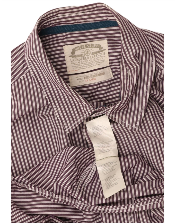 WHITE STUFF Mens Shirt 2XL Purple Striped Cotton