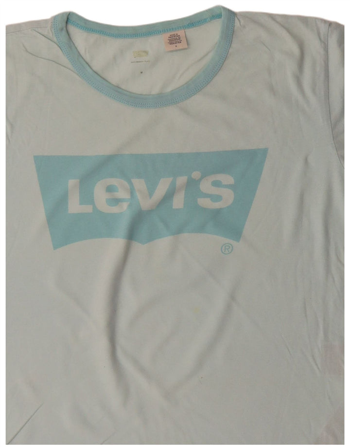 LEVI'S Womens Graphic T-Shirt Top UK 14 Medium Turquoise Cotton