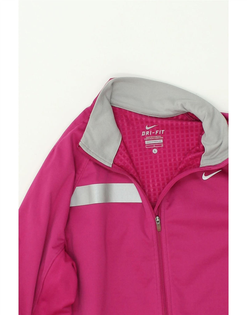 NIKE Womens Tracksuit Top Jacket UK 14  Large Pink Nylon | Vintage Nike | Thrift | Second-Hand Nike | Used Clothing | Messina Hembry 
