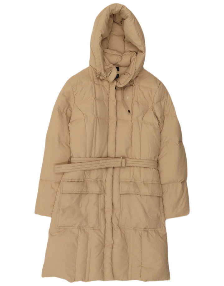 Fila Womens Hooded Padded Coat UK 12 Medium Beige Polyester