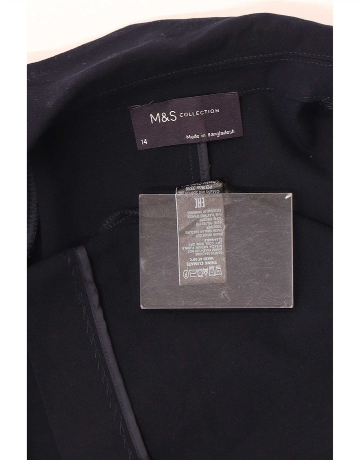 Marks & Spencer Womens 3/4 Sleeve Open Blazer Jacket UK 14 Medium Navy Blue