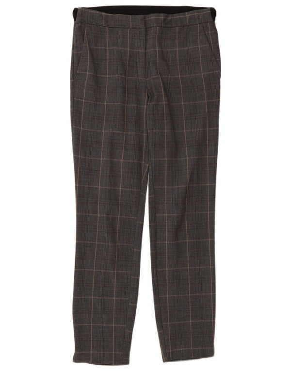 Zara Womens Slim Suit Trousers XS W24 L27 Grey Check Polyester