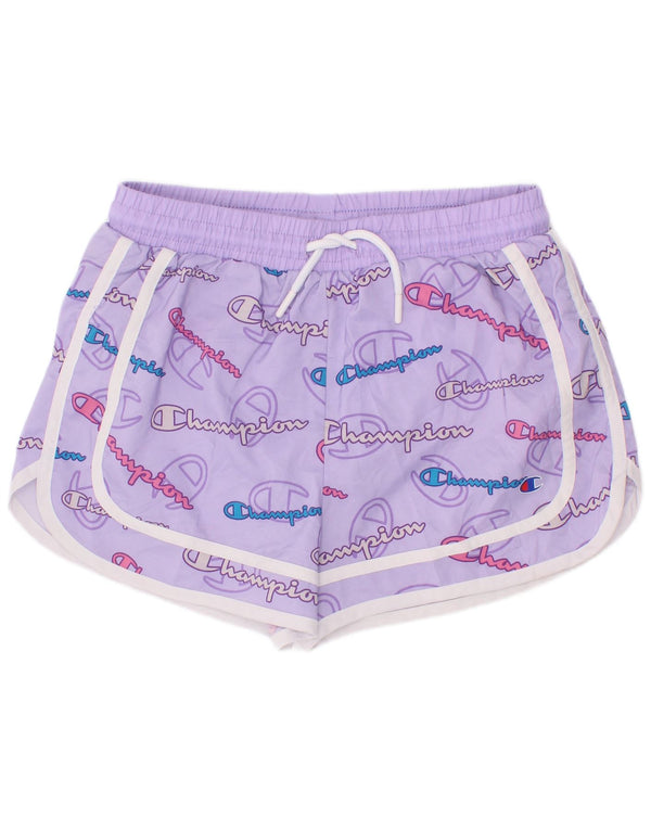 Champion Girls Graphic Sport Shorts 10-11 Years Purple Polyester