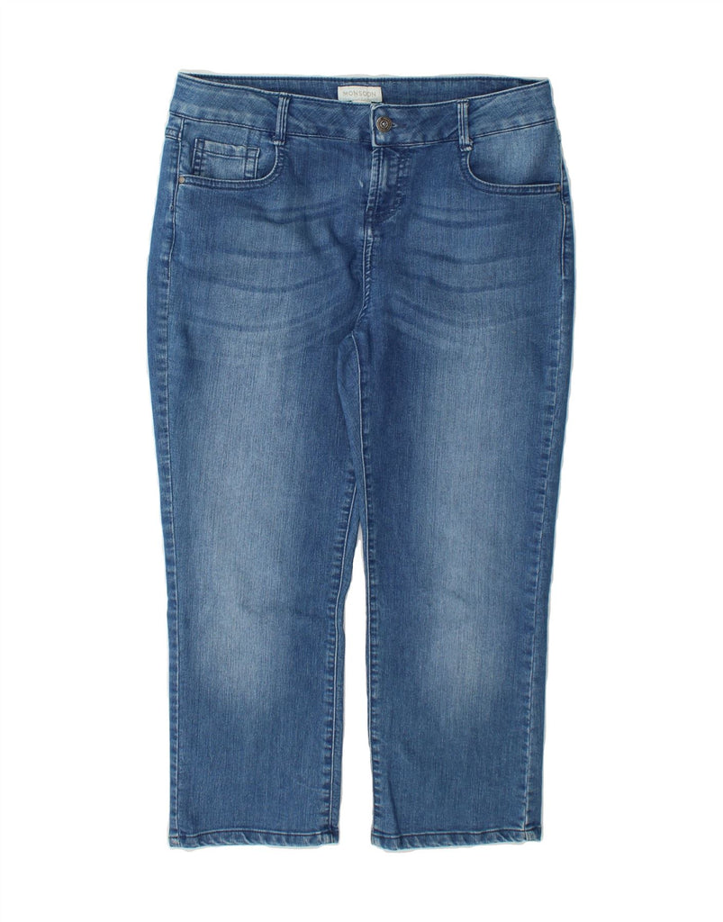 MONSOON Womens Cropped Jeans UK 12 Medium W34 L24 Blue Cotton Vintage Monsoon and Second-Hand Monsoon from Messina Hembry 