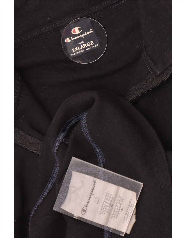 Champion Mens Tracksuit Top Jacket 2XL Black Cotton