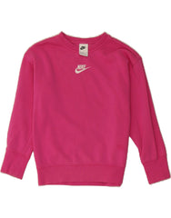 NIKE Girls Sweatshirt Jumper 8-9 Years Small Pink Cotton