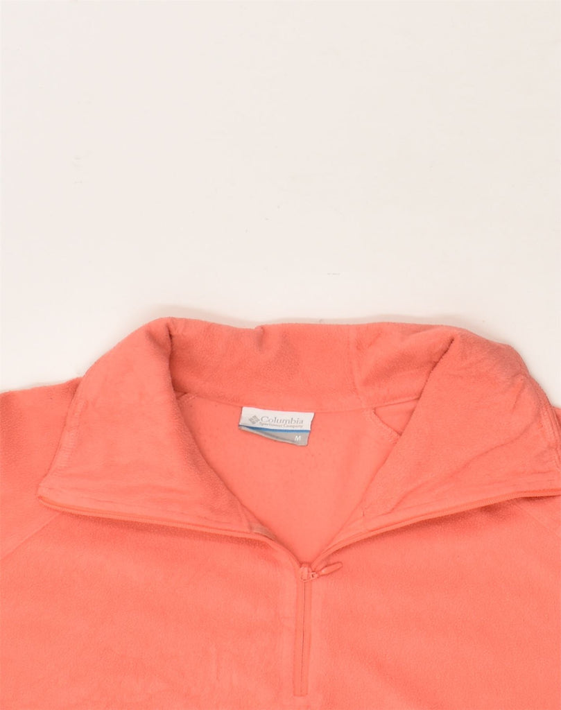 COLUMBIA Womens Zip Neck Fleece Jumper UK 14 Medium Orange Polyester | Vintage Columbia | Thrift | Second-Hand Columbia | Used Clothing | Messina Hembry 