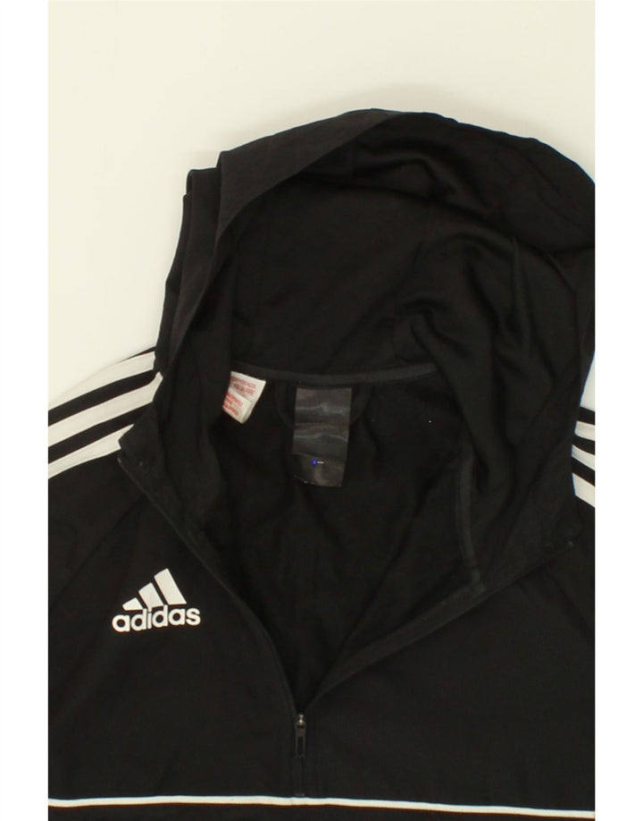 ADIDAS Boys Zip Neck Hoodie Jumper 13-14 Years Black Polyester Vintage Adidas and Second-Hand Adidas from Messina Hembry 