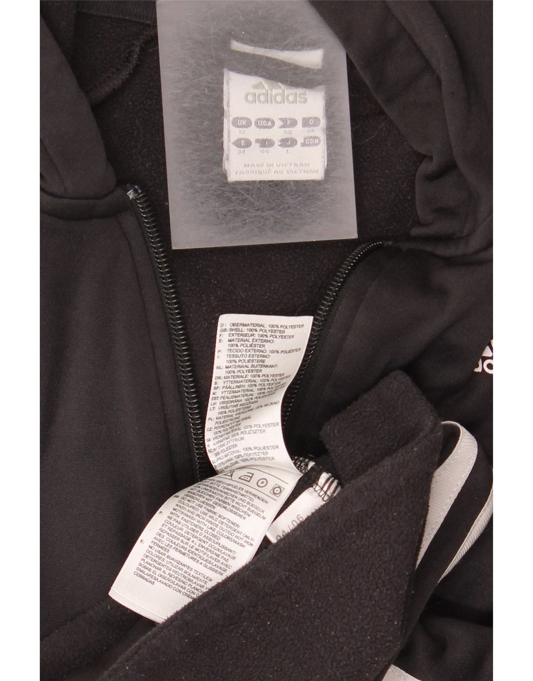 Adidas Womens Climawarm Zip Hoodie Sweater UK 12 Medium Black Polyester