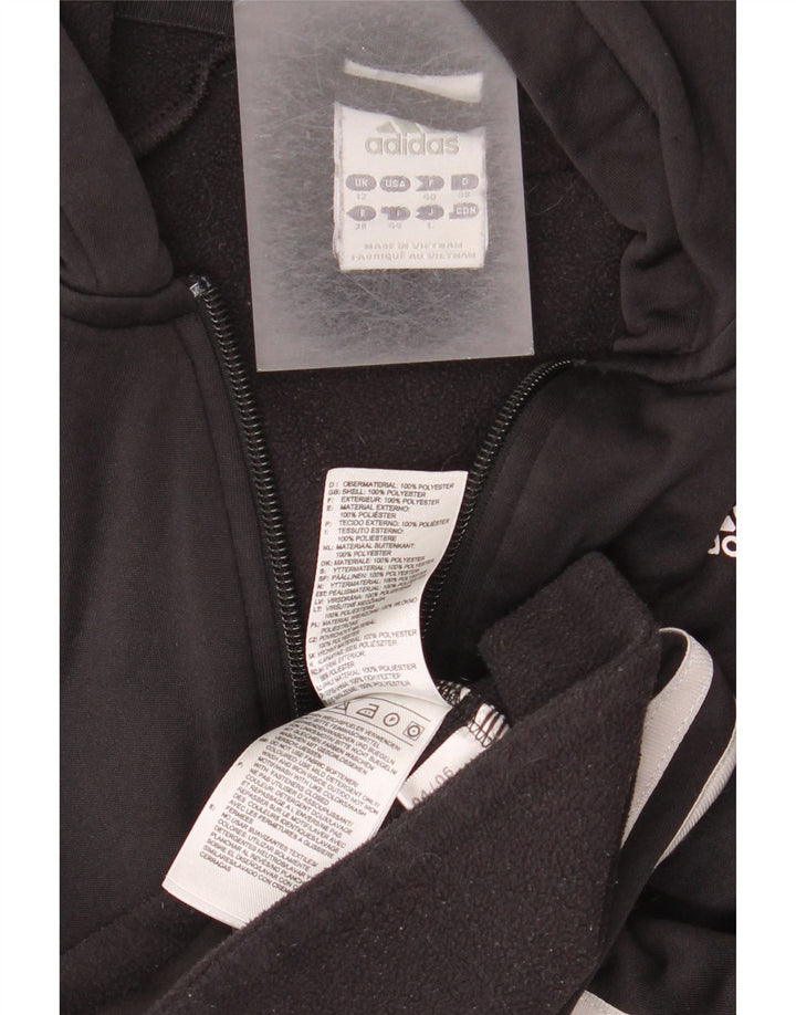 Adidas Womens Climawarm Zip Hoodie Sweater UK 12 Medium Black Polyester
