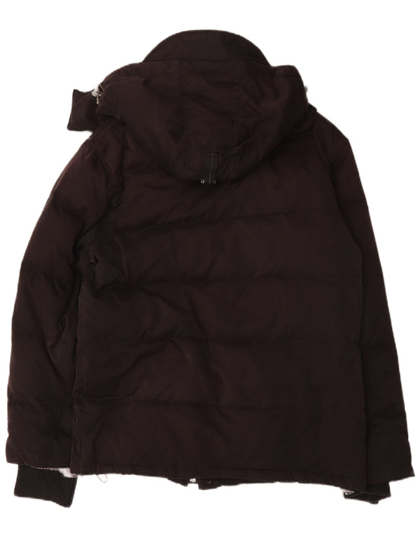 Slam Mens Hooded Padded Jacket UK 40 Large Black Cotton