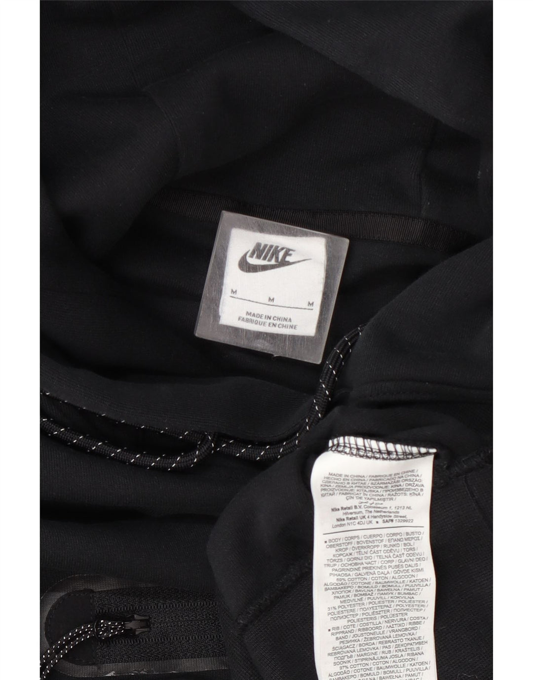 Nike Womens Crop Oversized Hoodie Jumper UK 14 Medium Black Cotton