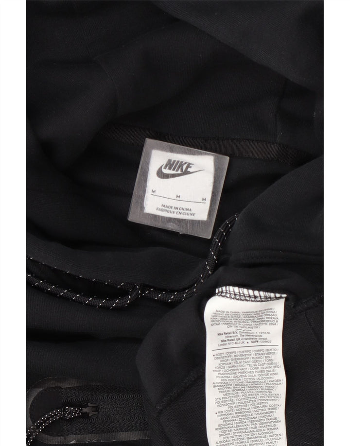 Nike Womens Crop Oversized Hoodie Jumper UK 14 Medium Black Cotton