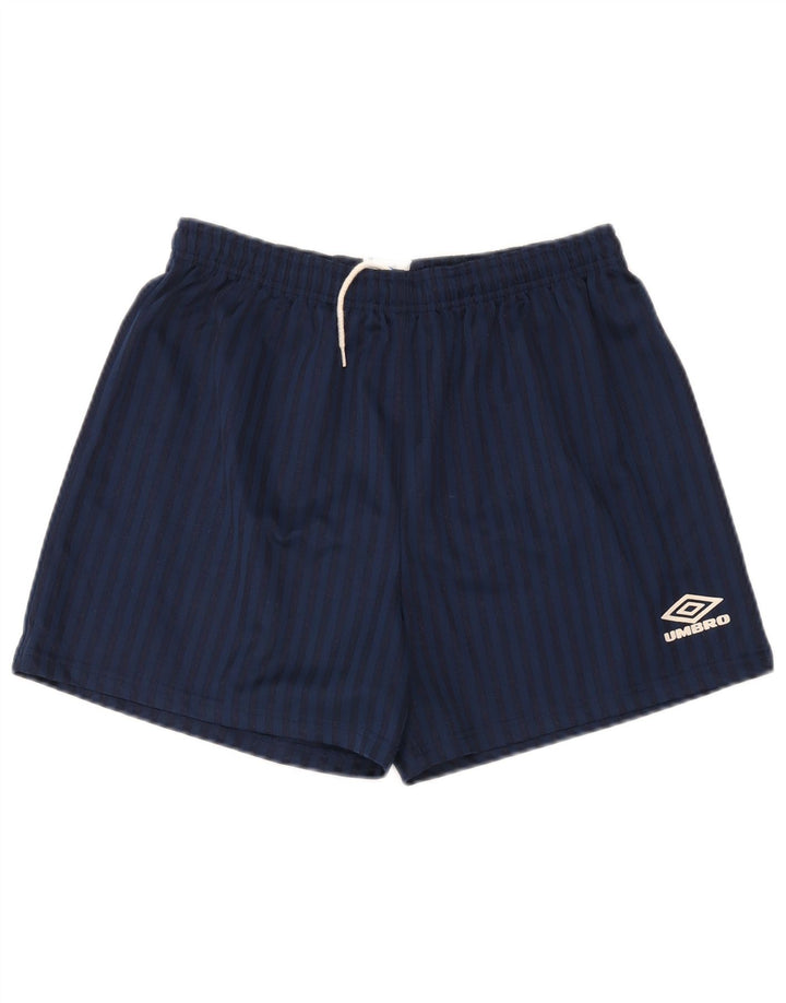 Umbro Mens Sport Shorts Medium Navy Blue Pinstripe Polyester