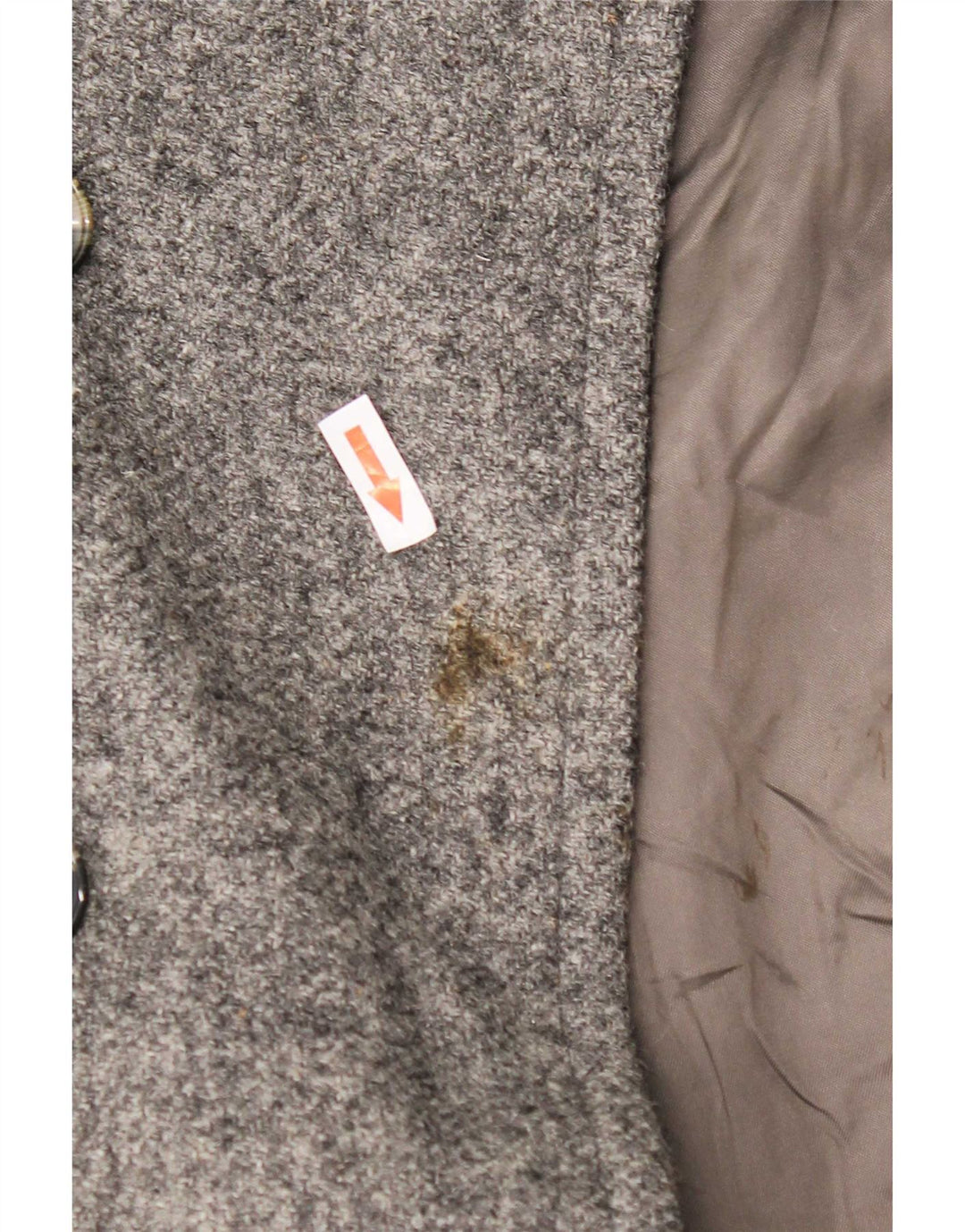 Vintage Womens Double Breasted Coat UK 14 Medium Grey Flecked Virgin Wool