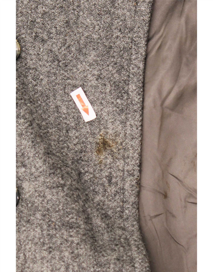 Vintage Womens Double Breasted Coat UK 14 Medium Grey Flecked Virgin Wool