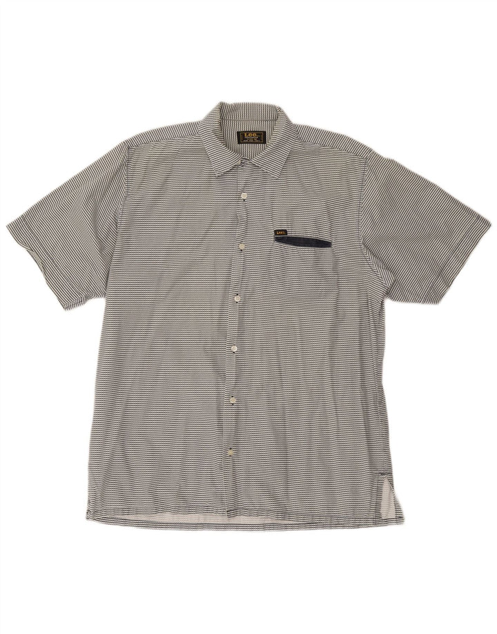 Lee Mens Short Sleeve Shirt Medium Navy Blue Geometric