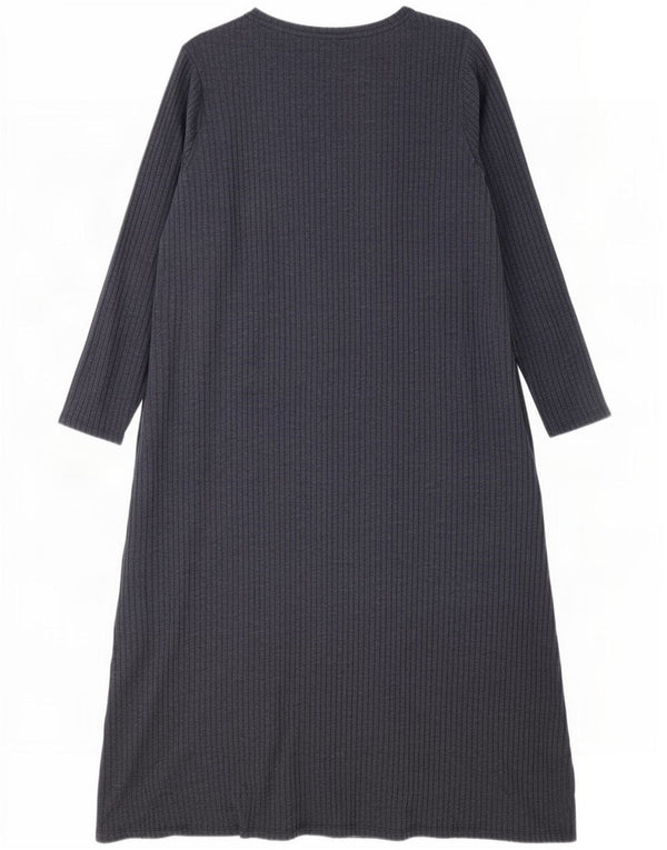 Marks & Spencer Womens Long Sleeve Maxi Dress UK 22 3XL Navy Blue Polyester