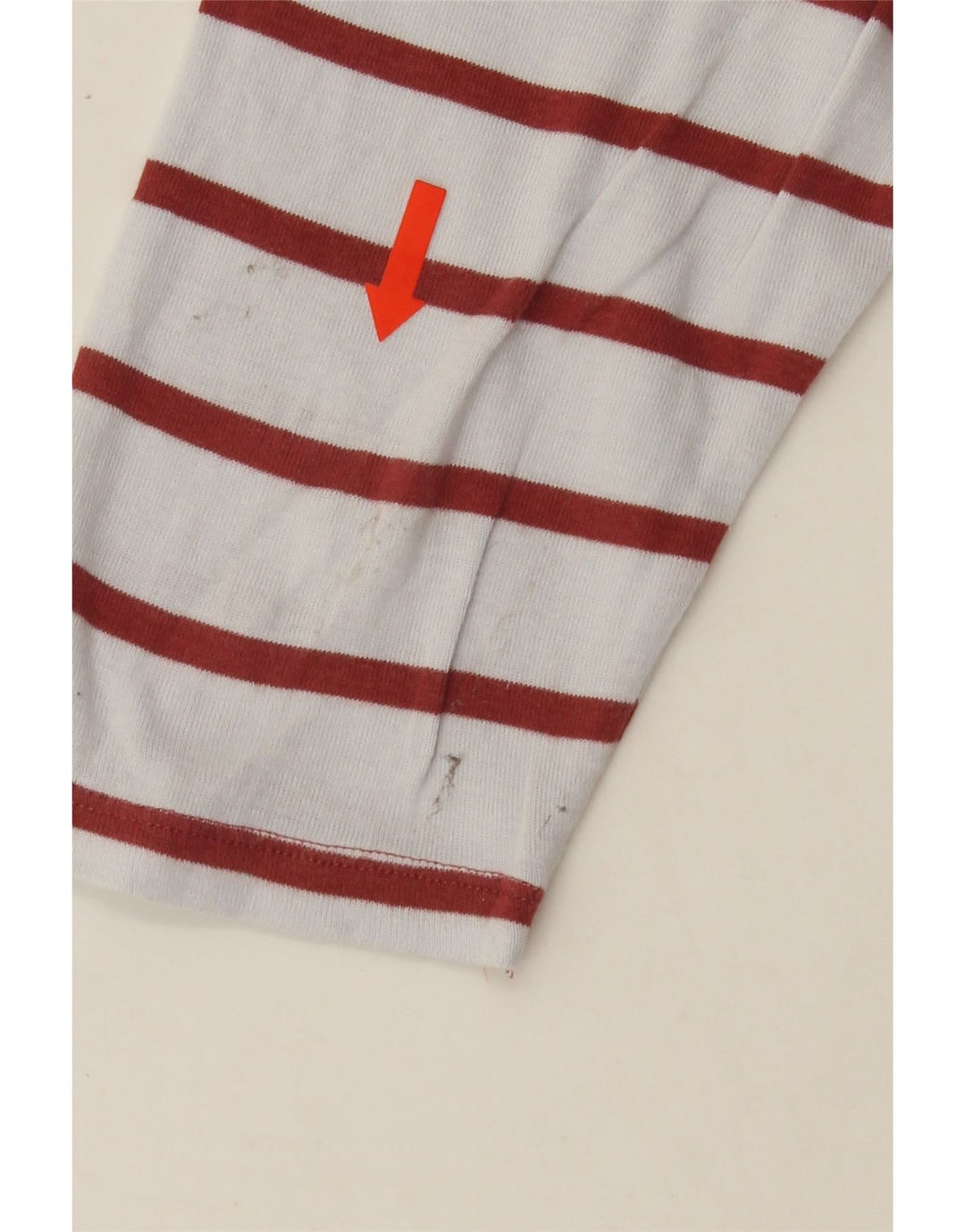 MARKS & SPENCER Womens Top 3/4 Sleeve UK 14 Medium White Striped Cotton Vintage Marks & Spencer and Second-Hand Marks & Spencer from Messina Hembry 