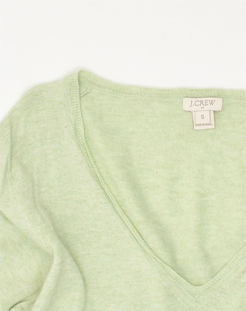 J. CREW Womens V-Neck Jumper Sweater UK 10 Small Green Cotton | Vintage J. Crew | Thrift | Second-Hand J. Crew | Used Clothing | Messina Hembry 