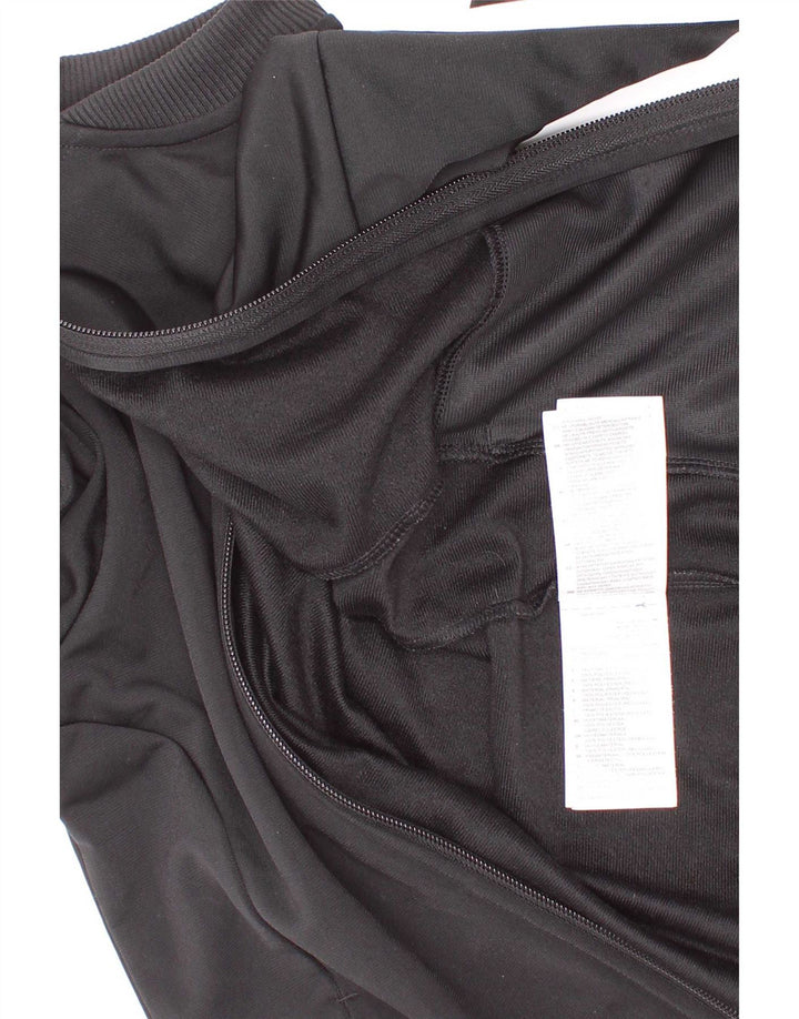 Adidas Girls Tracksuit Top Jacket 7-8 Years Black Pinstripe Polyester