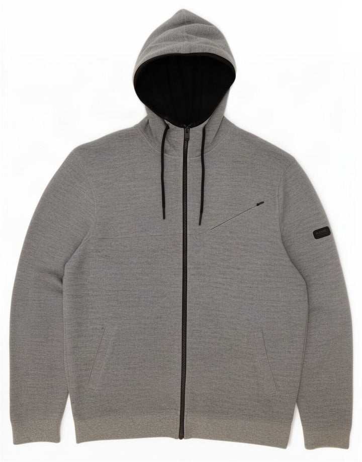 Barbour Mens Zip Hoodie Sweater Large Grey Polyester