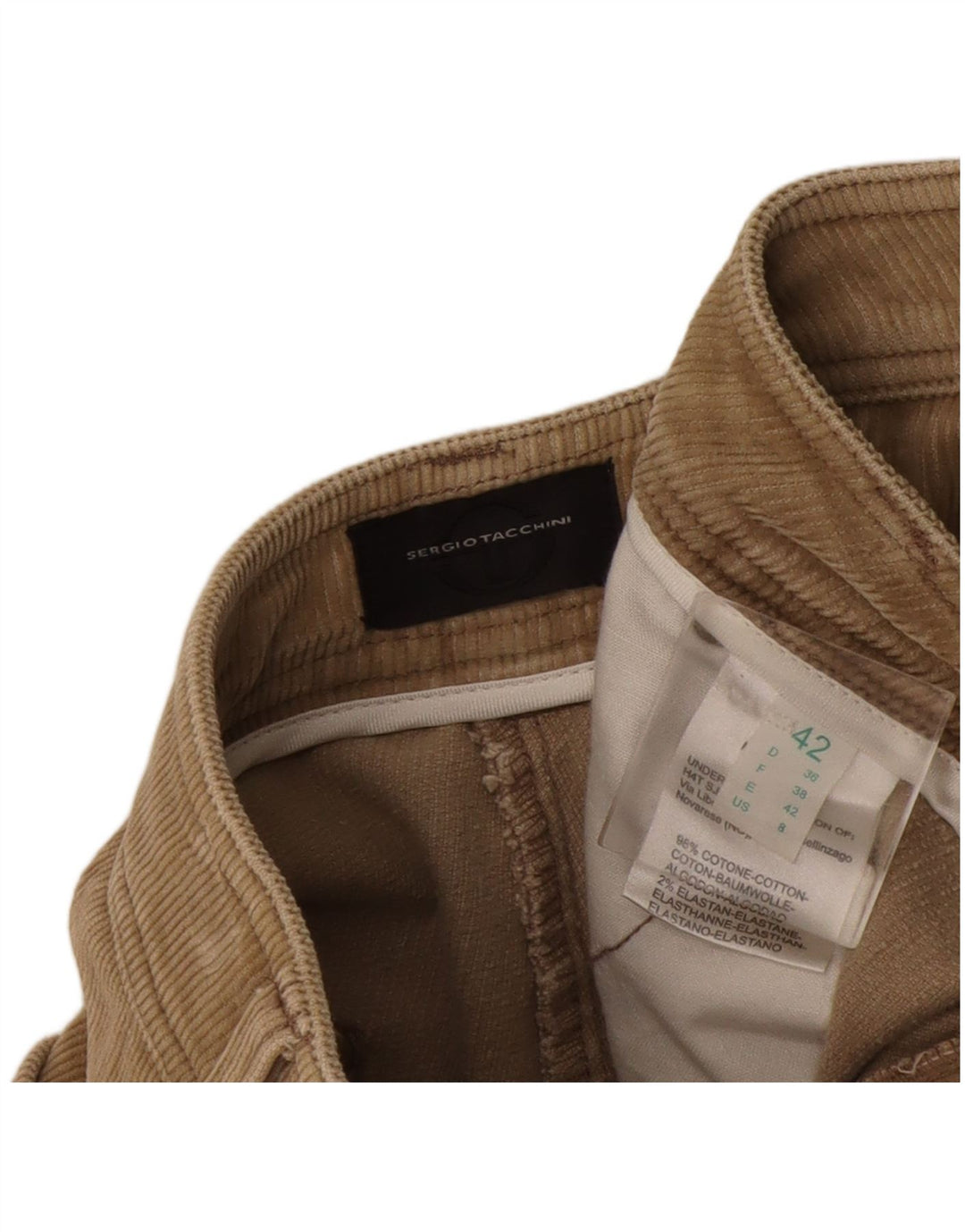 Sergio Tacchini Womens Bootcut Corduroy Trousers IT 42 Medium W32 L26 Beige