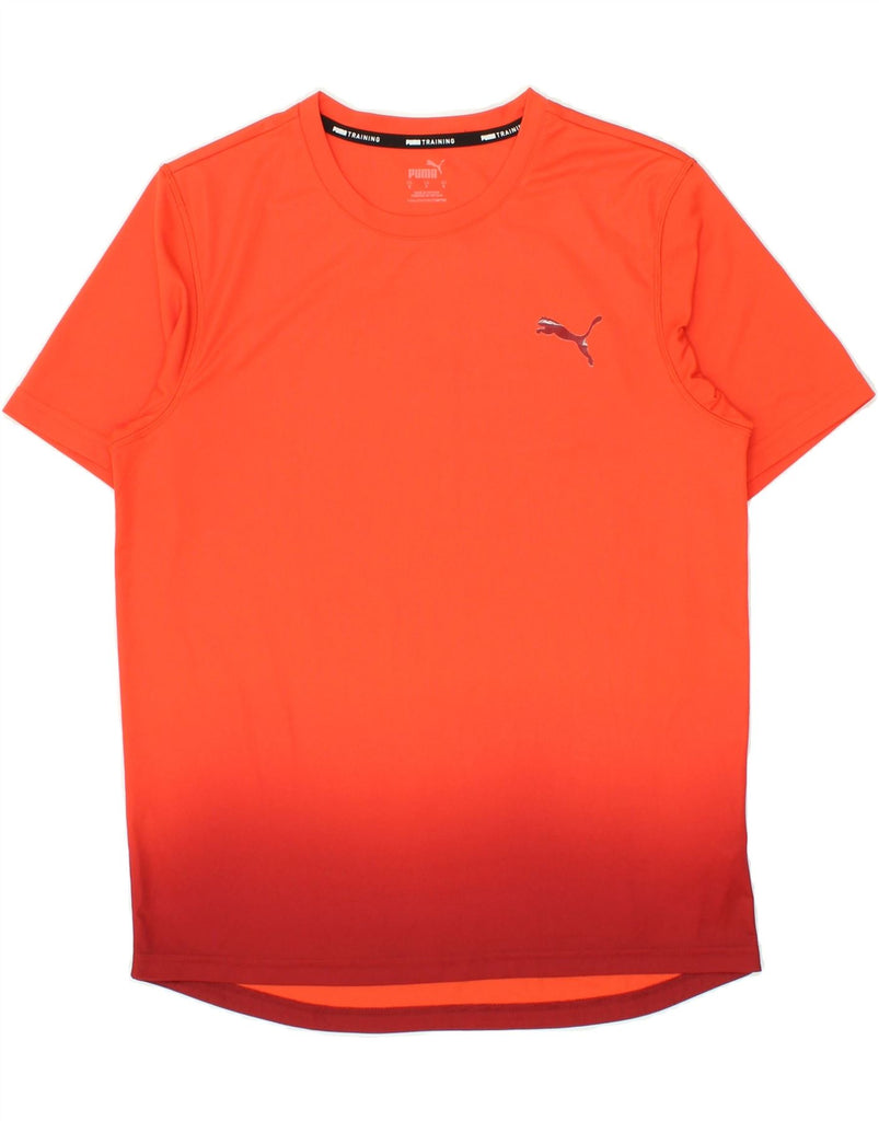 PUMA Mens T-Shirt Top Small Orange Colourblock Polyester Vintage Puma and Second-Hand Puma from Messina Hembry 