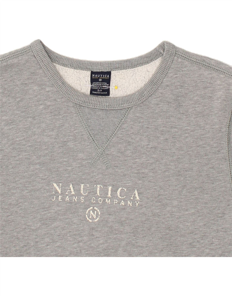 NAUTICA Womens Graphic Sweatshirt Jumper UK 10 Small Grey Cotton | Vintage Nautica | Thrift | Second-Hand Nautica | Used Clothing | Messina Hembry 