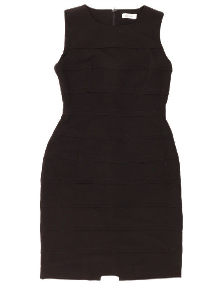 Calvin Klein Womens Sleeveless Sheath Dress UK 8 Small Black Polyester