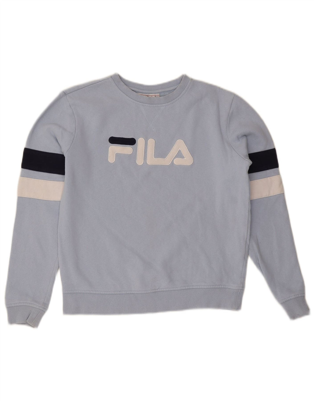 FILA Womens Oversized Sweatshirt Jumper UK 10 Small Blue Colourblock