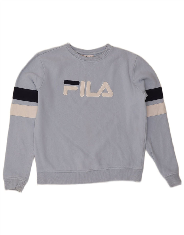 FILA Womens Oversized Sweatshirt Jumper UK 10 Small Blue Colourblock