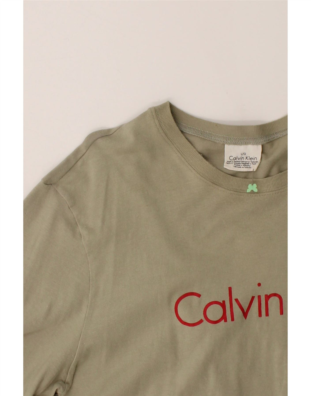 CALVIN KLEIN Mens Graphic Top Long Sleeve Large Grey Cotton Vintage Calvin Klein and Second-Hand Calvin Klein from Messina Hembry 