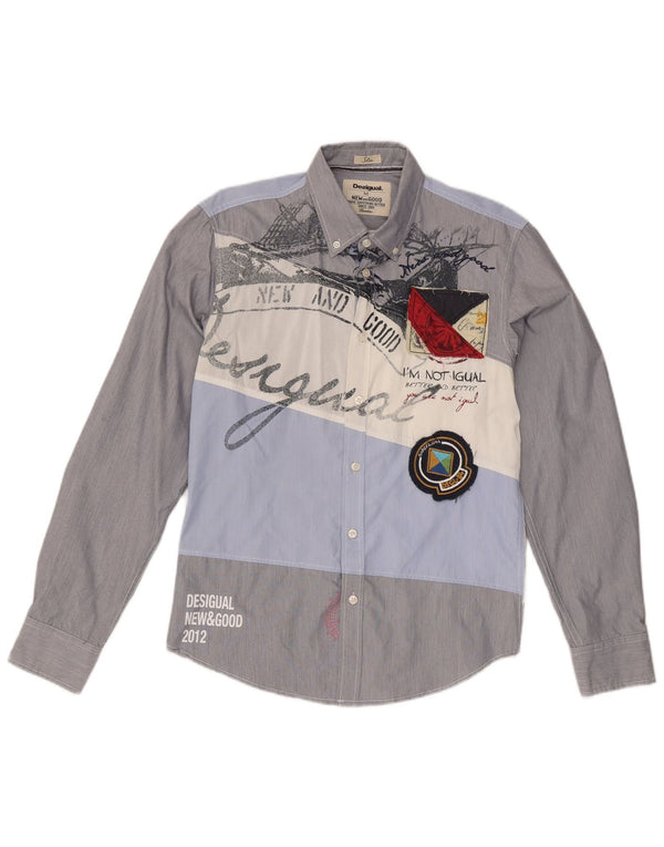 Desigual Mens Graphic Slim Fit Shirt Medium Multicoloured Colourblock
