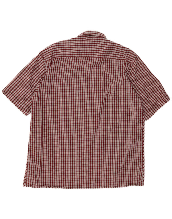Kickers Mens Short Sleeve Shirt XL Burgundy Check Cotton