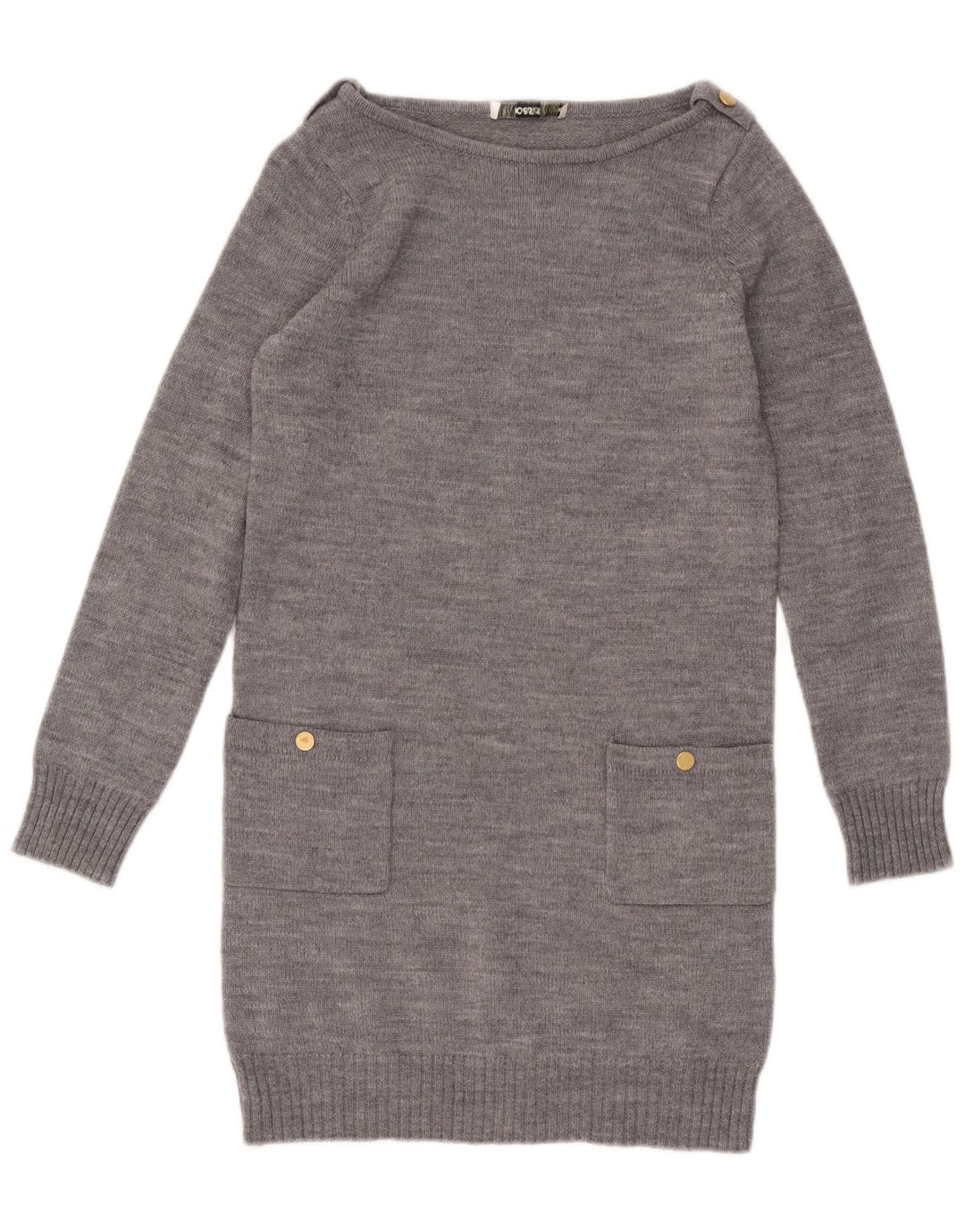 Oasis Womens Jumper Dress UK 10 Small Grey Flecked Wool