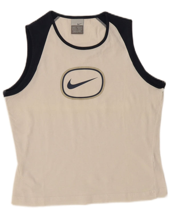 Nike Womens Crop Graphic Vest Top UK 10/12 Medium White Colourblock