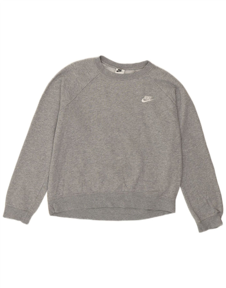 Nike Womens Loose Fit Sweatshirt Jumper UK 12 Medium Grey Cotton