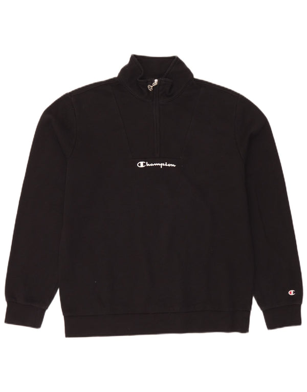 Champion Boys Zip Neck Sweatshirt Jumper 15-16 Years 2XL Black Cotton