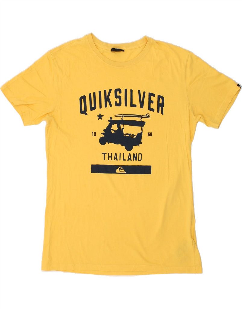 QUIKSILVER Mens Slim Graphic T-Shirt Top XL Yellow Cotton | Vintage Quiksilver | Thrift | Second-Hand Quiksilver | Used Clothing | Messina Hembry 