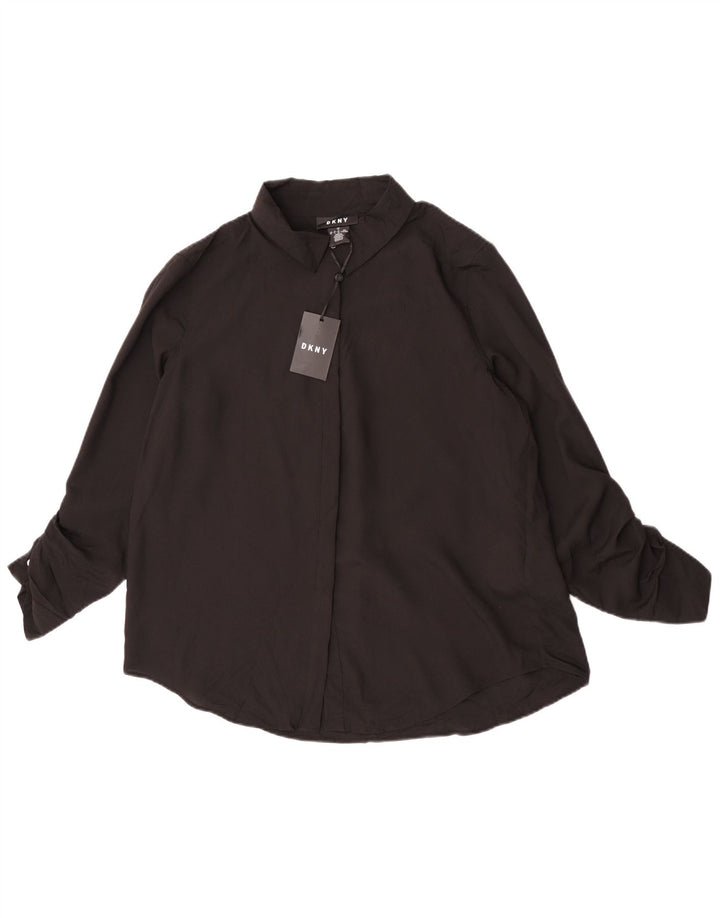 Dkny Womens Shirt Blouse UK 16 Large Black Polyester