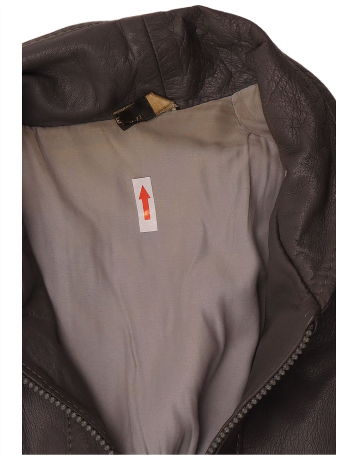 Vintage Mens Leather Jacket IT 48 Medium Grey Leather