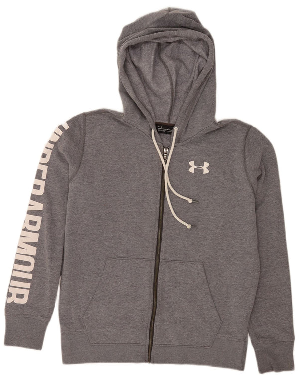 Under Armour Womens Graphic Zip Hoodie Sweater UK 8 Small Grey Sports