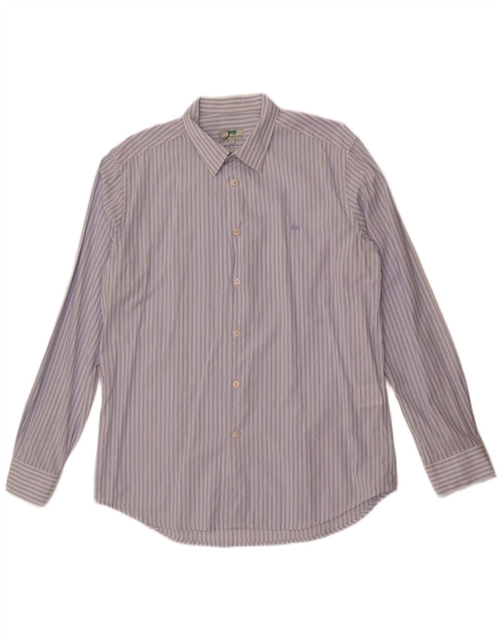 Carrera Mens Shirt Large Blue Striped Cotton