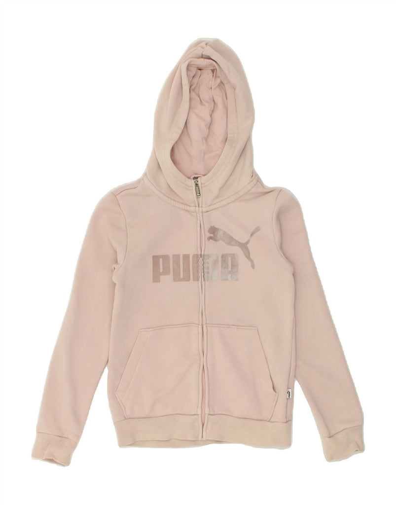 PUMA Girls Graphic Zip Hoodie Sweater 8-9 Years Pink Polyester | Vintage Puma | Thrift | Second-Hand Puma | Used Clothing | Messina Hembry 