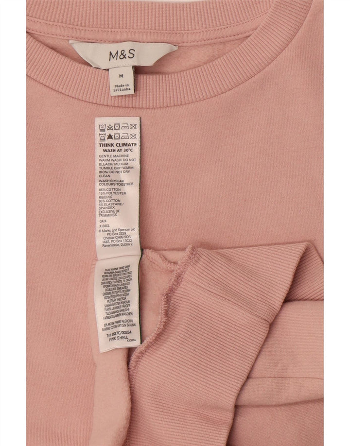 Marks & Spencer Womens Oversized Sweatshirt Jumper UK 14 Medium Pink Cotton